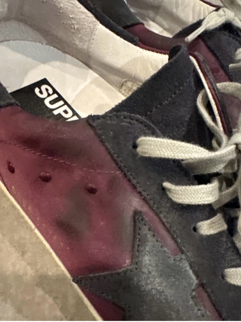 Golden Goose Burgundy And Black Low Top Sneakers Authentic Guaranteed EU39 8.5/9 - Picture 15 of 16